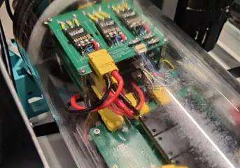 Power board inside the electronics enclosure